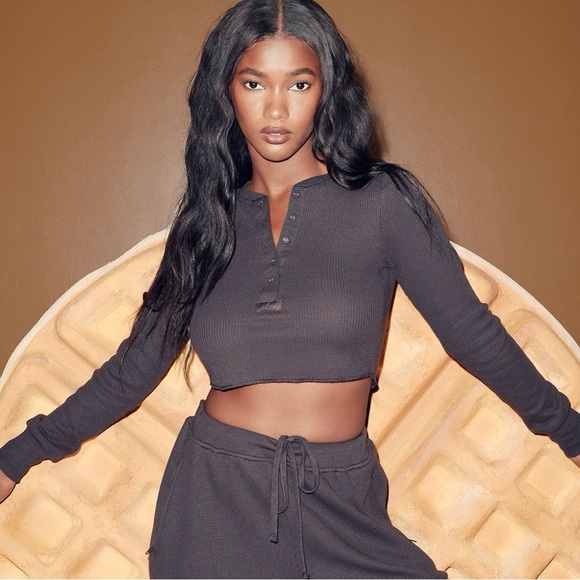 SKIMS Tops - Skims Waffle Knit Henley Shirt